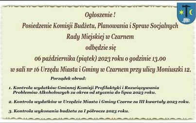 Zdjęcie do Posiedzenie Komisji Budżetu, Planowania i Spraw Socjalnych Rady Miejskiej w Czarnem