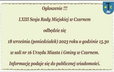 Zdjęcie do LXIII Sesja Rady Miejskiej w Czarnem