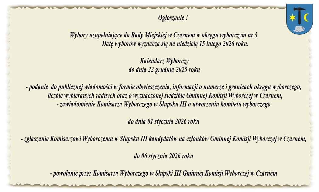 Wybory uzupełniające do Rady Miejskiej w&nbsp;Czarnem w&nbsp;okręgu wyborczym nr 3
