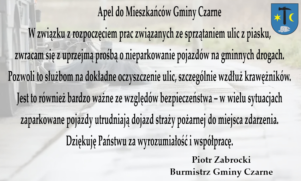 Apel do Mieszkańc&oacute;w Gminy Czarne