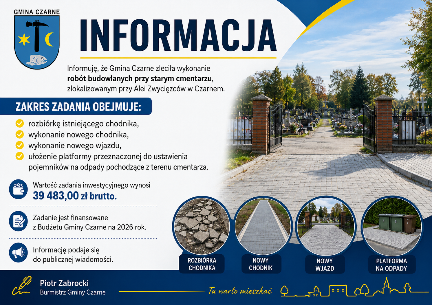 Informacja o&nbsp;robotach budowlanych na&nbsp;starym cmentarzu. 