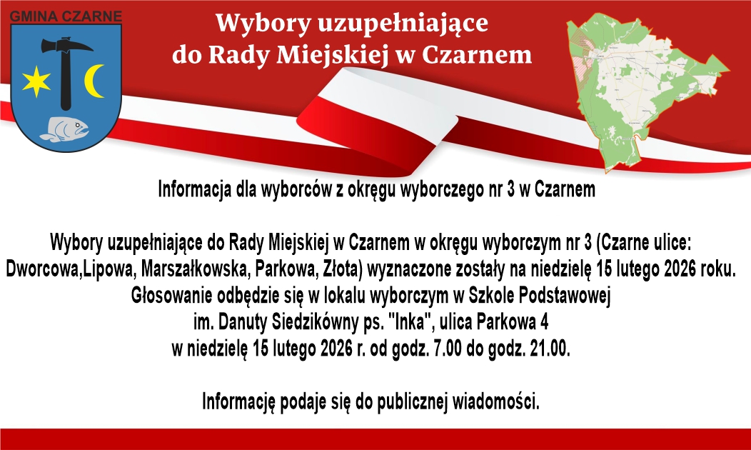 Informacja dla wyborc&oacute;w z&nbsp;okręgu wyborczego nr 3 w&nbsp;Czarnem - lokal wyborczy