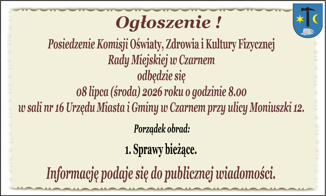 &nbsp;Posiedzenie Komisji Oświaty, Zdrowia, Kultury i&nbsp;Kultury Fizycznej Rady Miejskiej w&nbsp;Czarnem