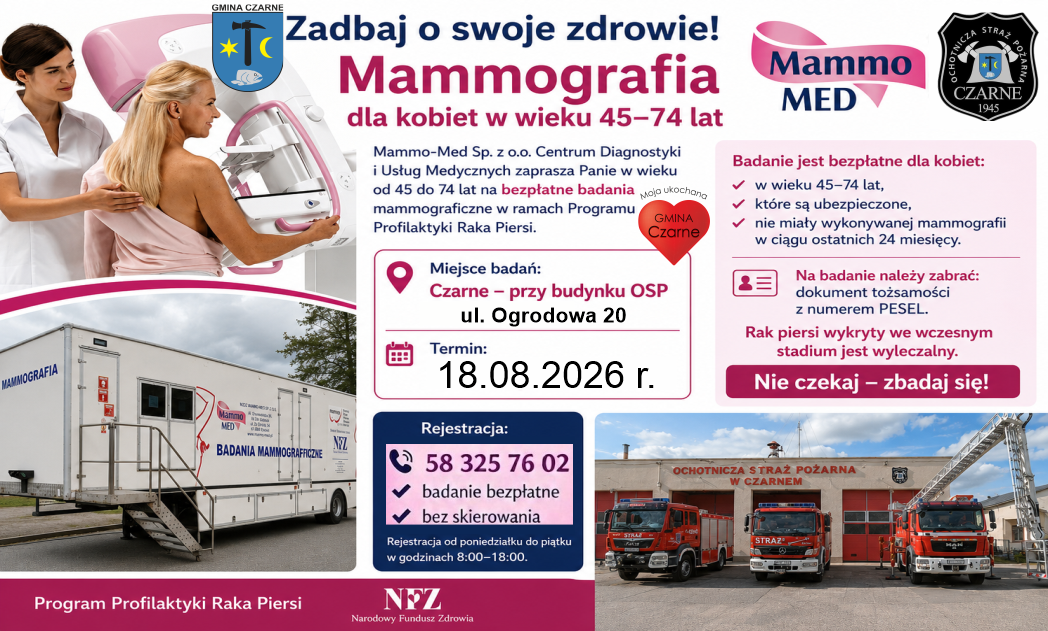 Zapraszamy na&nbsp;bezpłatne badania mammograficzne
