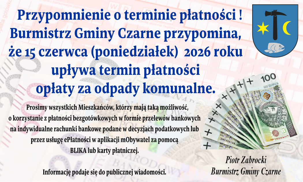 Przypomnienie o&nbsp;terminie płatności za odpady komunalne