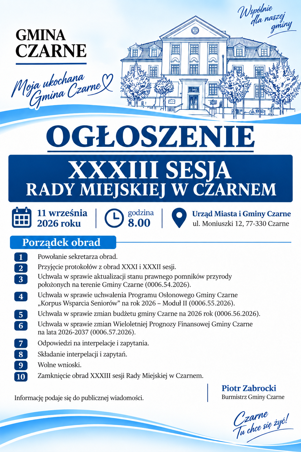 XXXIII SESJA RADY MIEJSKIEJ W CZARNEM