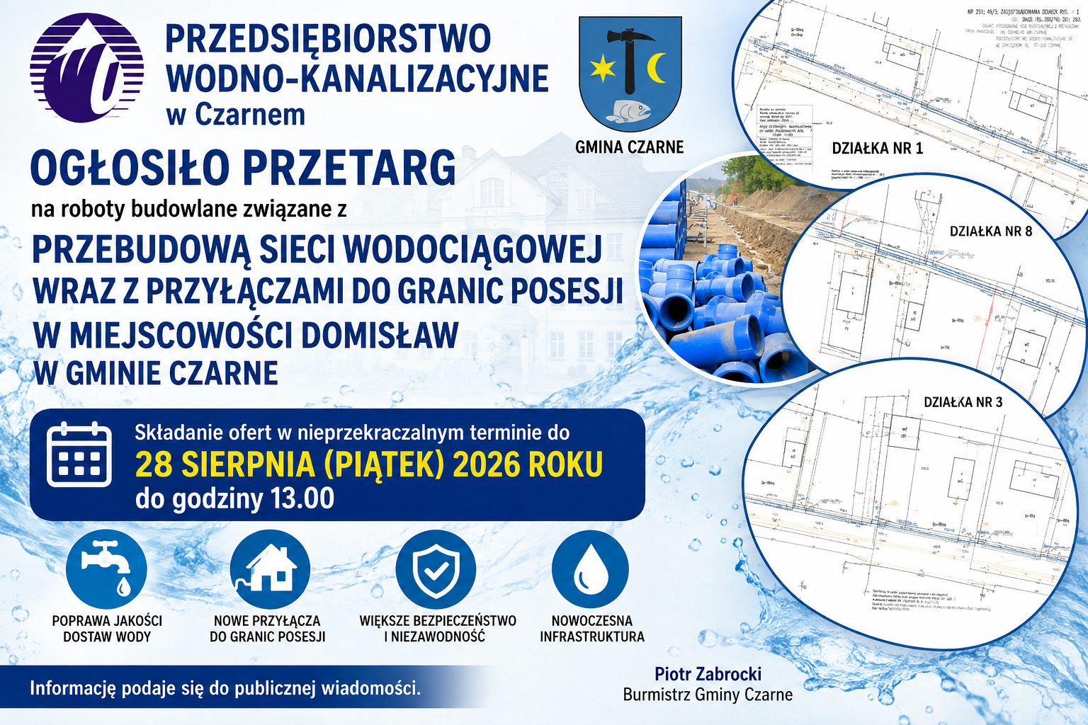 Przetarg - przebudowa sieci wodociągowej
