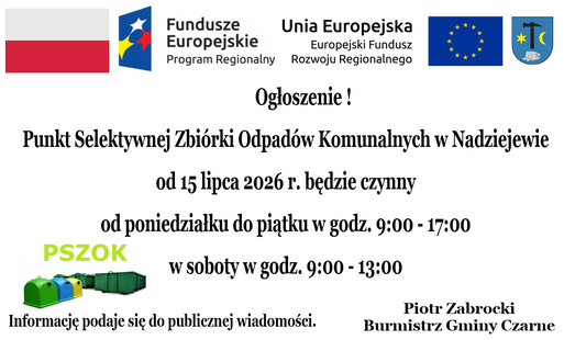 Punkt Selektywnej Zbiórki Odpadów Komunalnych w Nadziejewie