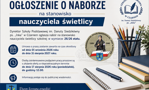 OGŁOSZENIE O NABORZE na stanowisko nauczyciela świetlicy 