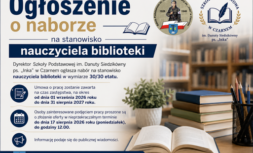 Ogłoszenie o naborze na stanowisko nauczyciela biblioteki