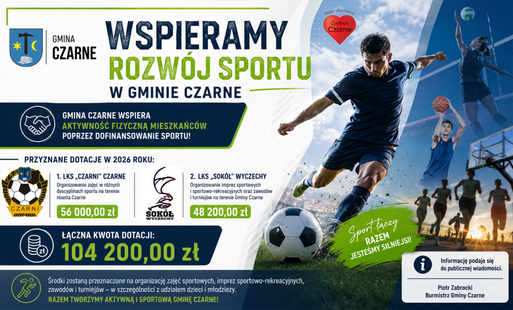 Informacja o wsparciu rozwoju sportu w Gminie  Czarne  