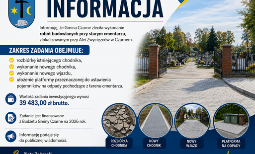 Informacja o robotach budowlanych na starym cmentarzu. 