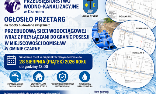 Ogłoszenie! Przetarg na roboty budowlane związane z przebudową sieci wodociągowej