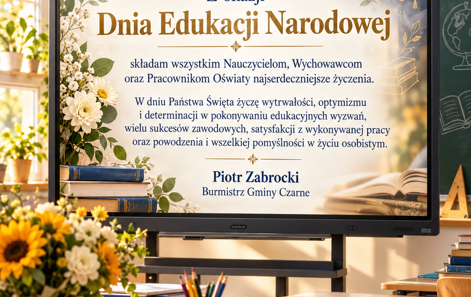 Życzenia Burmistrza Gminy Czarne z okazji Dnia Edukacji Narodowej