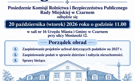 Zdjęcie do Gmina Czarne. Posiedzenie Komisji Rolnictwa i Bezpieczeństwa Publicznego Rady Miejskiej w Czarnem